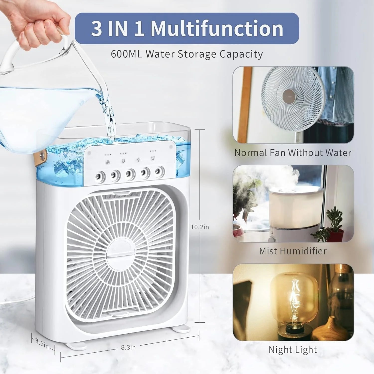 Humidifier Cooling Fan, Personal USB Air Cooler Fan, Mini Air Freshener Cooling Fan, Water Mist Humidification Fan